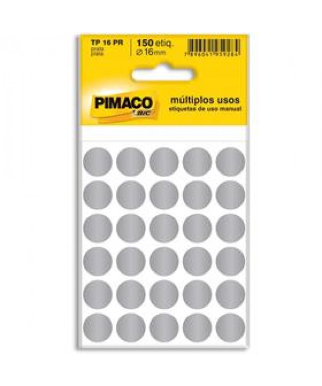Etiqueta circulo prata 150 etiquetas 16mm - Pimaco
